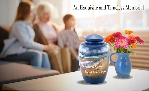 Footprints Urn, Footprints Cremation Urn for Ashes, Handcrafted Adult Beach Urn, Seaside Urn, Full Size Beach Cremation Urn with Velvet Bag (Large)
