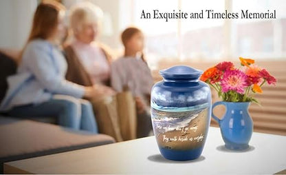 Footprints Urn, Footprints Cremation Urn for Ashes, Handcrafted Adult Beach Urn, Seaside Urn, Full Size Beach Cremation Urn with Velvet Bag (Large)