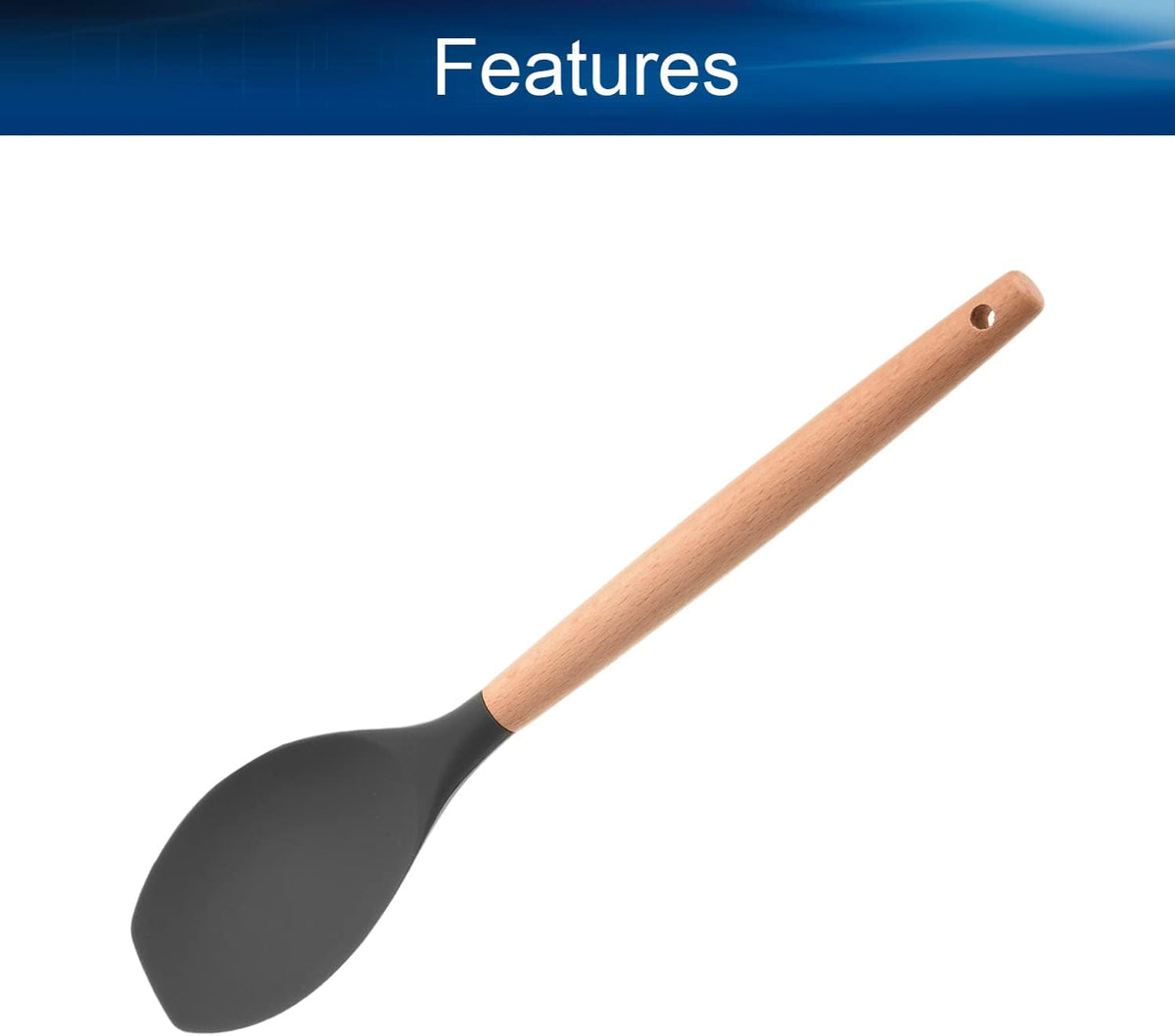 Auniwaig Silicone Spatula with Wooden Handle, Cooking Kitchen Utensils Spatula for Non-Stick Cookware Heat Resistant Kitchen Utensil, 320mm/12.6" Long, (Brown)1Pcs