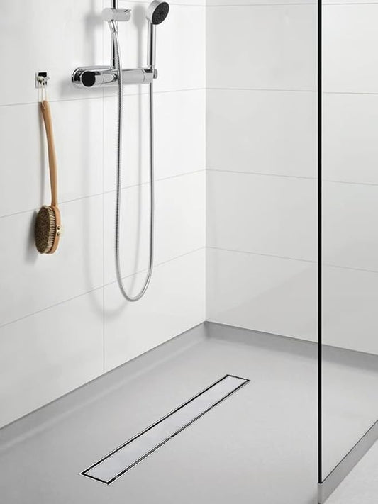 Linear Shower Drain, 72 inch Drain with 2-in-1 Tile Insert Cover, Brushed AISI 304 Stainless Steel Shower Floor Drain with Hair Catcher and Adjustable Feet