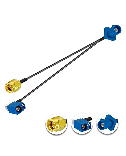 Fakra C GPS Antenna Extension Coaxial Cable Fakra C Male to SMA Male and Fakra C Female Y Type Pigtail Cable RG174 12in30cm for Car Radio