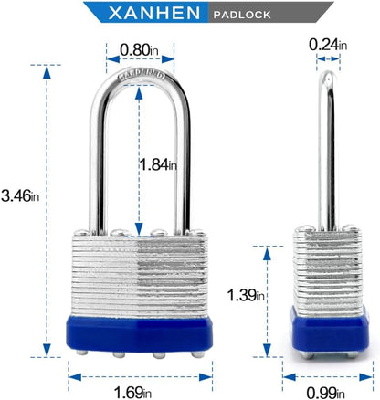 XanHen Laminated Steel Keyed-Alike Outdoor Padlocks with Long Shackle