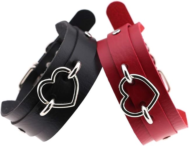 eYLun Women Leather Necklaces Collar Choker Heart Punk Rock Adjustable Collar Necklaces