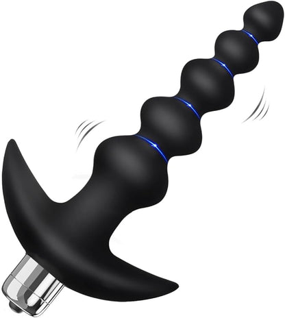 Vibrating Anal Beads Butt Plug - YOSPOSS Flexible Silicone 16 Vibration Modes Graduated Design Anal Sex Toy Waterproof Bullet Vibrator for Men, Women and Couples 100+ bought