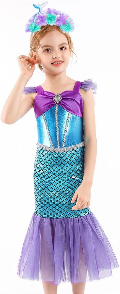 Girls Princess Mermaid Dress up Accessories for Girls Ariel Crown Headband Halloween Christmas Party Favors for Kids (Headband)