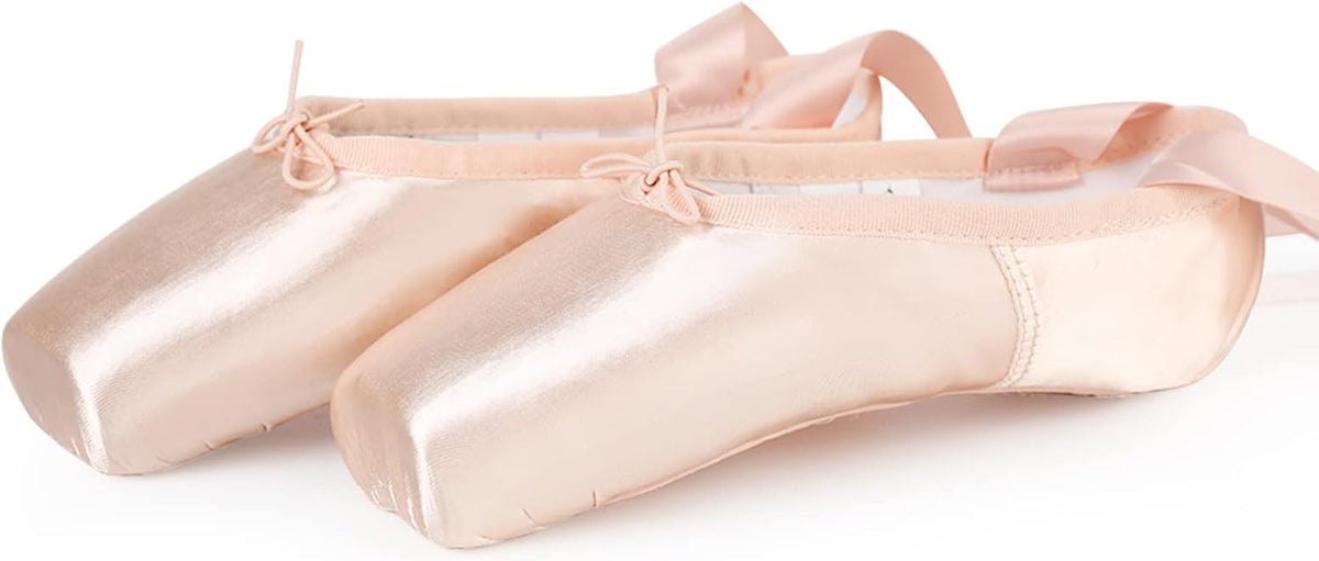 Ballet Pointe Shoes for Girls Women Professional Dance Shoes with Ribbon Toe Pads