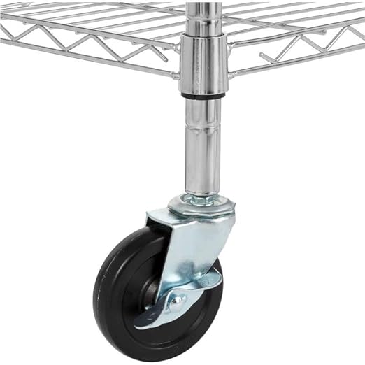 3-Inch Replacement Casters for Wire Shelving - Heavy Duty 1/4-20 Threaded Wheels (Set of 4) with Locking Brakes