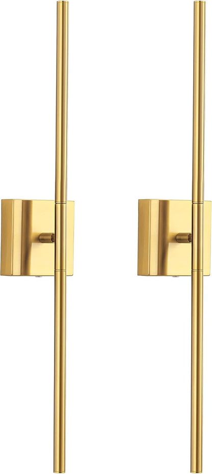 KDG Cordless Wall Sconces Set of 2, Wireless 5200mAh Rechargeable Battery Operated LED Wall Lamps with Remote, 360° Rotate Lightings for Wall Painting, Bedroom, Hallway, Night Light 23.6 inch (Nickel