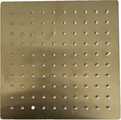 Rain Shower Head, 8 Inch Large Waterfall Rainfall Showerhead Ultra-Thin Square Rainshower Shower Head High Pressure Rain Setting Shower Heads for Shower System Faucet Set Brushed Gold