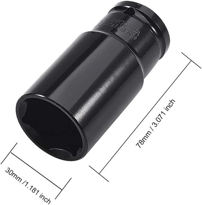 12-Inch Drive by 30mm Deep Impact Socket, 6-Point, Cr-V, Metric 1 Pcs, (Bettomshin)