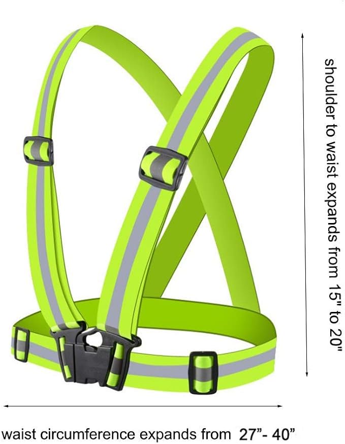 Reflective Vest Running Gear 2Pack, High Visibility Adjustable Safety Ves for Night Cycling,Hiking, Jogging,Dog Walking