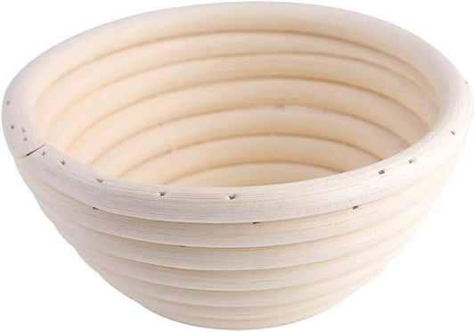 Handmade Rattan Basket, Fermentation Kitchen Baskets Indonesian Vine Baguette Handmade Rattan Basket Bread Baskets Round Basket(11x6cm)