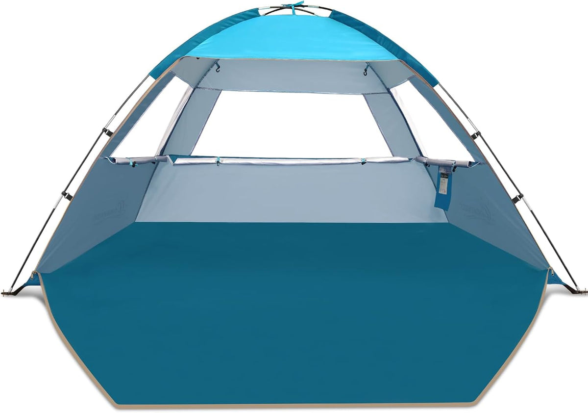 Beach Tent Sun Shade for 3/4-5/6-7/8-10 Person, UPF 50+ Beach Sun Shelter Canopy Tent, Lightweight, Easy Set Up and Carry (3 person)