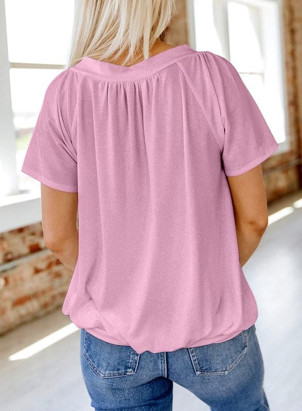 Dokotoo Women's Casual Summer T Shirts Short Sleeve V Neck Tops Tshirts