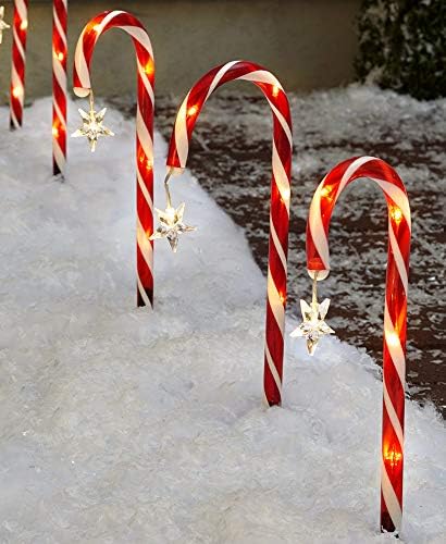 LTD Solar Candy Cane Pathlight Stakes with Star Accent, Set of 8
