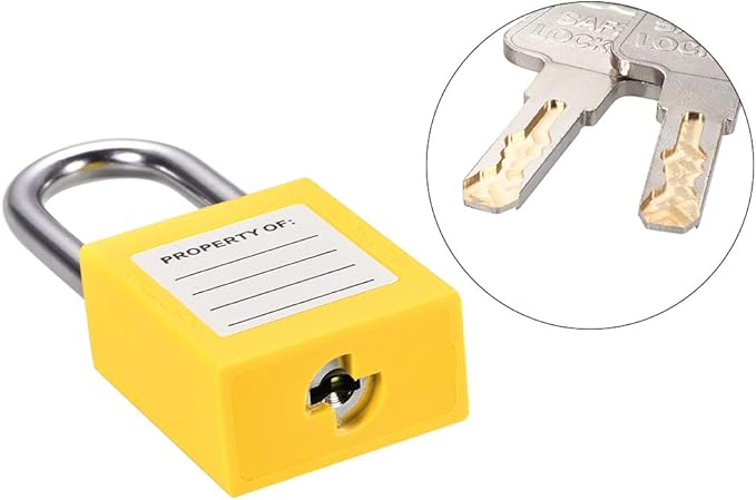 uxcell Lockout Tagout Safety Padlock 1-12-Inch Steel Shackle Keyed Different Yellow