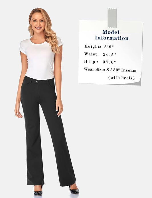 Tapata Women's 28''30''32''34'' Stretchy Bootcut Dress Pants with Pockets Tall, Petite, Regular for Office Work Business