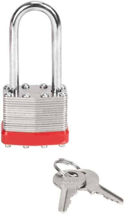 40mm Keyed Alike (A389) Laminated Steel Long Shackle Padlock, 1 3/4" Wide x 2 3/4" Shackle Size (12 Pack)