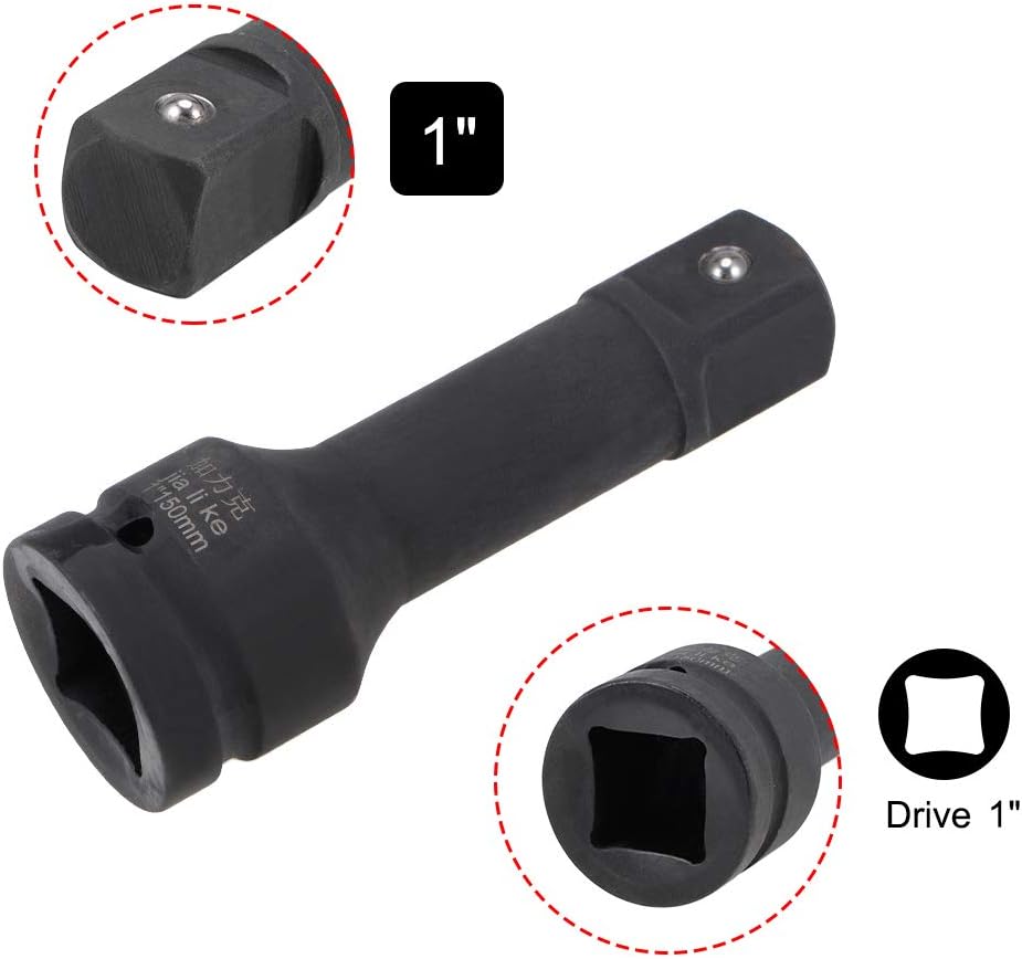 uxcell 1" Drive by 6" Impact Extension Bar for Use with Air Impact Wrenches, Breaker Bars, Ratchets, CR-MO Steel