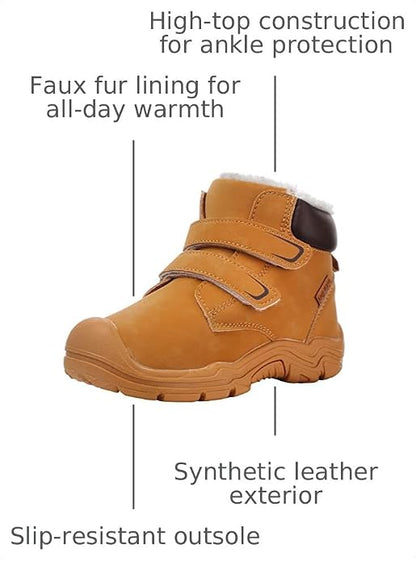 33 EU Little Kids, 1.5 US Big Kids, zpllsbratos Kids Girls Boys Winter Snow Boots Fur Lined Warm Ankle Boots Non Slip Outdoor Hiking Trekking Shoes.