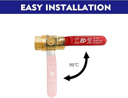 Brass 34" Full Port Ball Valve with Red Vinyl Handle, NPT Female x Female Thread,150 PSI WSP600 WOG (34"),1 pack
