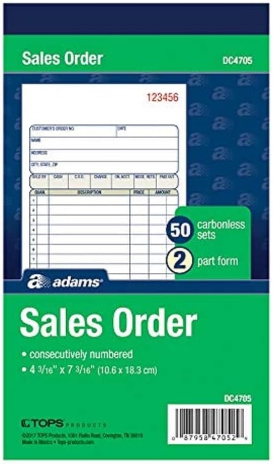 Adams Sales Order Books, 2-Part, Carbonless, White/Canary, 4-3/16" x 7-3/16", Bound Wraparound Cover, 50 Sets per Book, 3 Pack (DC4705)