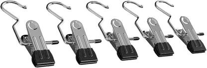 Versatile Clothing Organization Tools Space-Saving Hanger Clips 5pcs Hat Pants Storage Hanging Hook 360-degree Rotating Metal Hanger Clips Black 5pcs