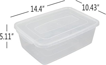 Morcte 4-Pack 14 L Basic Clear Plastic Storage Box with Clear Lid, Clear Storage Bin