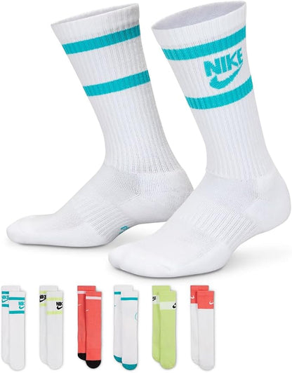 Nike Unisex Kids' Everyday Cushioned Crew Socks (6-Pack) | Boys and Girls( 3Y-5Y)