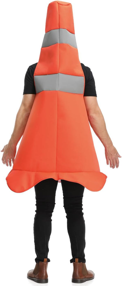 Construction Cone Costume for Man, Funny Traffic Cone Halloween Costume for Adult