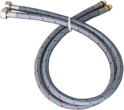 Long Faucet Connector Braided Stainless Steel 304 Supply Hose 38-Inch Female Compression Thread, x 2 Pcs (1 Pair)