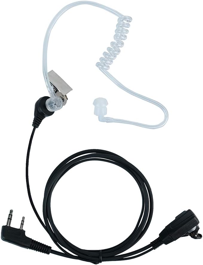 2 Pin Covert Acoustic Tube Earpiece Headset with Ptt Mic for Baofeng Puxing Wouxun 2 Way Radio Walkie Talkie
