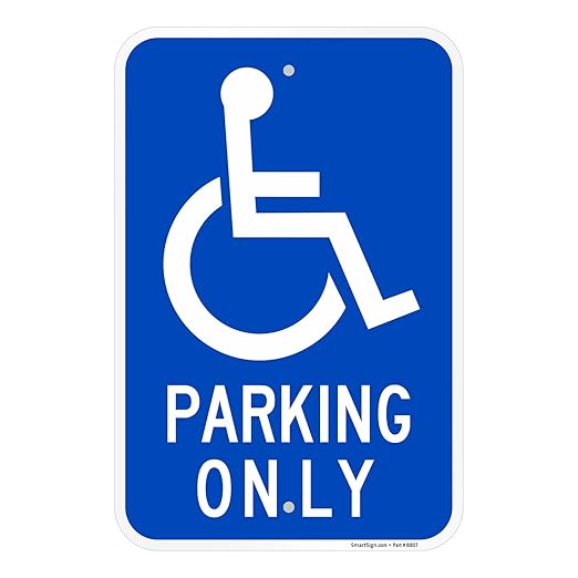 SmartSign Basics Handicap Parking Sign | 12" x 18" Engineer Grade Reflective 120 mil ACM, Reserved Parking Signs for Handicapped Only, Made in USA