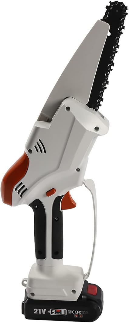 Mini Cordless Chainsaw with Dual Batteries, Efficient Heat Dissipation, and Premium Materials - Handheld Electric Saw for Wood Cutting and Tree Trimming, 8-Inch Chain and 10ms Speed