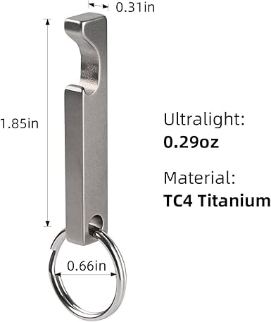 SW637 Mini Titanium Keychain Beer Bottle Opener,Bar Gifts for Men, Husband, Dad, Boyfriend,EDC Supplies for Outdoor Travel.Only 0.28oz weight