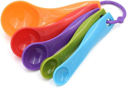 5 in 1 Colorful Plastic Tea Flour Coffee Measuring Spoons Set Kitchen Cooking Baking Tools (Random Color)