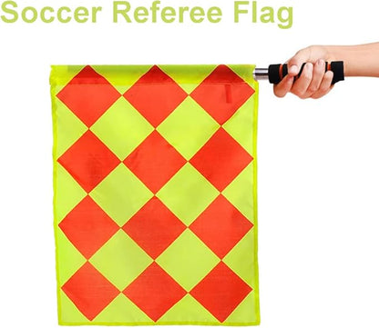Soccer Referee Flag Set,Match Football Linesman Flags,Red Yellow Cards with Notebook and Pencil,Coach Referee Stainless Steel Whistles with Lanyard for Sports, Soccer, Football, Basketball