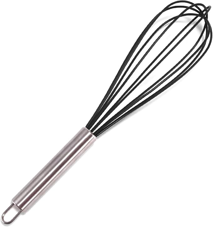 Egg Stirring Mini Wire Whisk Egg Stirring Rust-proof Non-Slip Useful Lightweight Black 10Inch