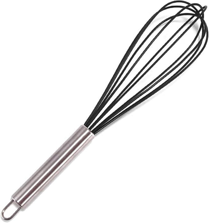 Egg Stirring Mini Wire Whisk Egg Stirring Rust-proof Non-Slip Useful Lightweight Black 10Inch