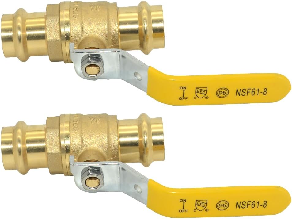 VARMHUS 2Pack Ultra-Durable Full Port Press Ball Valve, Lead-Free Brass Shut Off Valve with Dual EPDM O-Rings for Copper Tubing (3/4inch)