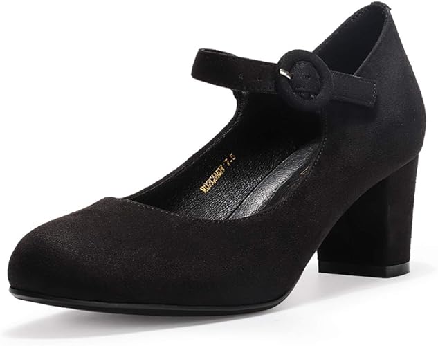 IDIFU Women's Candy Dress Mary Jane Shoes Low Block Heels Closed Round Toe Office Work Church Wedding Pumps