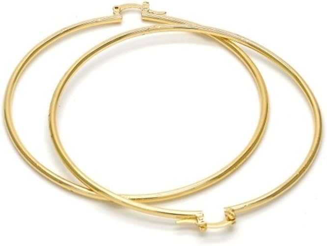 Big Hoops for women 14k Gold Filled Extra Large Hoop Earrings (80mm x 2mm) yellow gold tone
