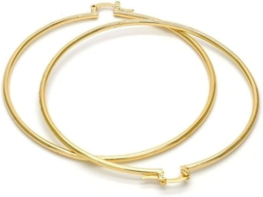 Big Hoops for women 14k Gold Filled Extra Large Hoop Earrings (80mm x 2mm) yellow gold tone