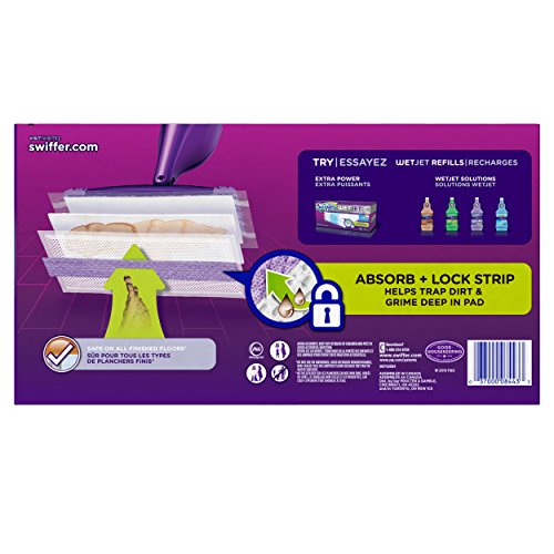 Swiffer Wet Jet Mop Cleaning Pads Refill, Floor Cleaner for Mopping Wood, Laminate, Tile in Home, Bathroom, Kitchen, All Purpose Multi-Surface Spray Mop Pad for Floor Cleaning, 24ct (box slightly damaged)