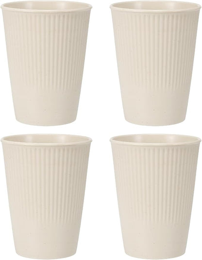 uxcell 4 Pcs Simple Toothbrush Cup, 3.3 x 3.3 x 4.2 Dishwasher Safe Bathroom Tumbler Reusable Plastic Cup Set for Storing Toothpaste Combs, Beige