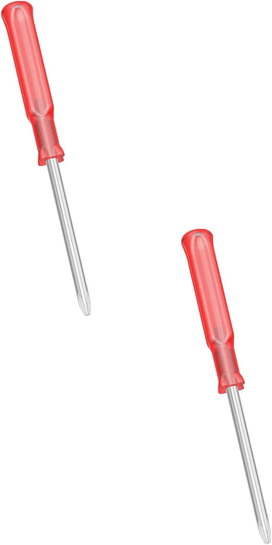 FOCMKEAS 2PCS Mini Phillips Screwdriver, 2.5mm Cross Head with Red Non-slip Handle for Small Appliances, 2.56"(65mm) Total Length, Non-magnetic