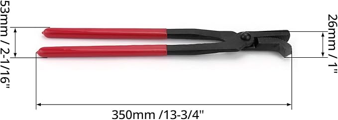 QWORK Horseshoe Pliers, 14" Horseshoe Nails Clincher, Hoof Nail Clincher Care Farrier Tool, Steel, Hoof Nippers, for Trimming Horse Hooves, 1 Pack
