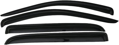 IKON MOTORSPORTS - Window visor compatible with Dodge Ram Mega Cab 2006-2009, slim style, acrylic, unpainted, black, rain cover, wind ventilation air deflector, 2007 and