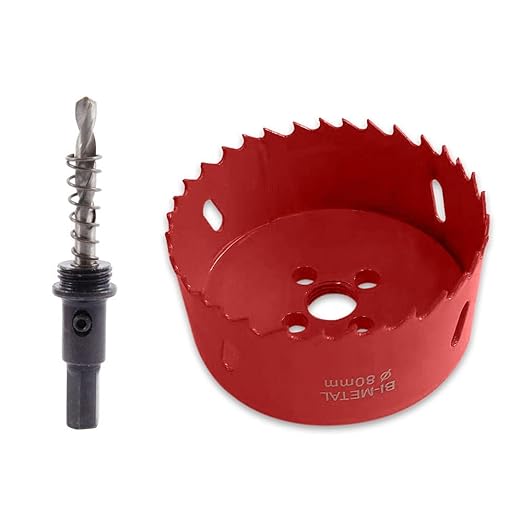 80 mm Hole Saw, TUNEZ® M42 Bi-Metal Hole Cutter Set with Hexagon Arbor and Centring Metal Drill Bits Holesaw Kit for Wood Metal Plasterboard Iron Sheet Pipe Plastic 80 MM, 3-5/32"