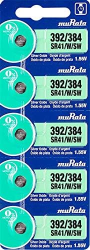 Murata 392/384 Battery SR41/W/SW 1.55V Silver Oxide Watch Button Cell (5 Batteries)